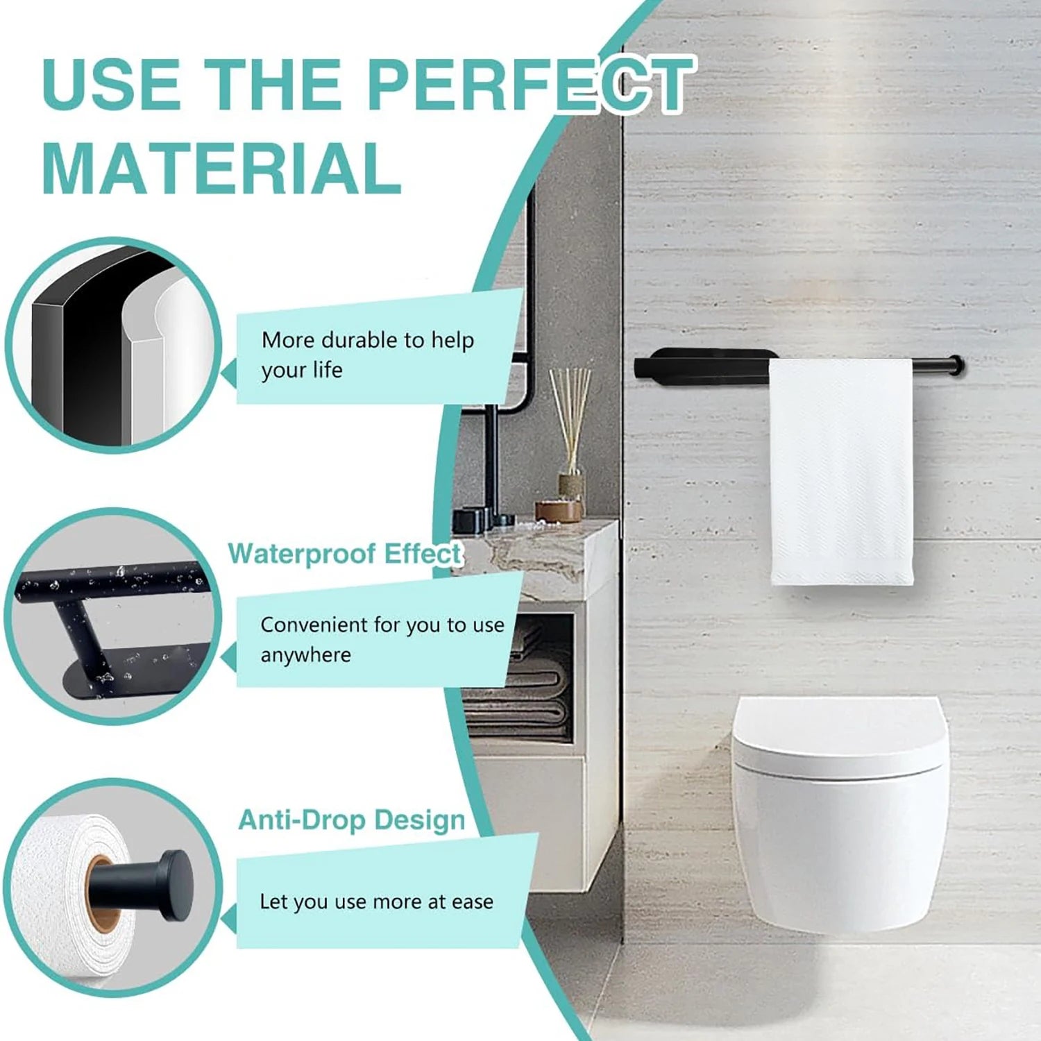 Portarrollos Adhesivo de Pared - Soporte para Papel de Cocina