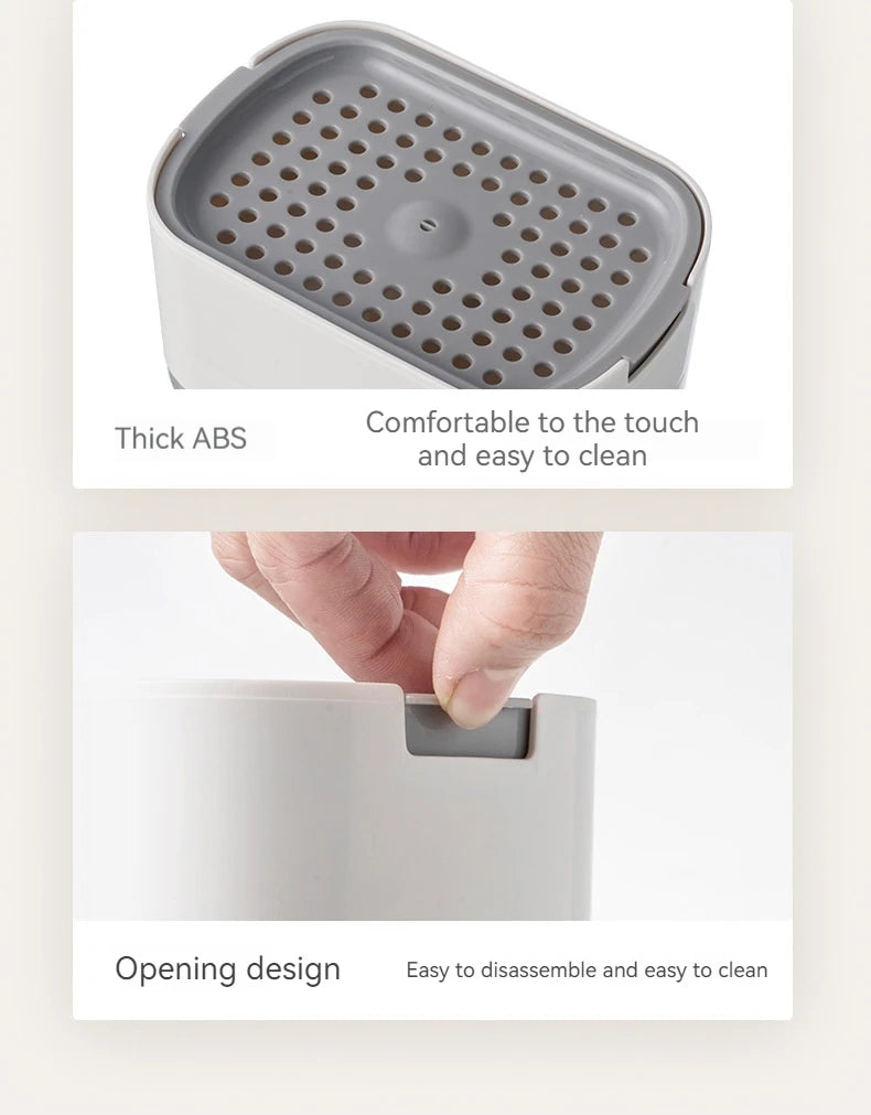 Soap Dispenser With Sponge Holder Cleaning Liquid Pump Dispenser