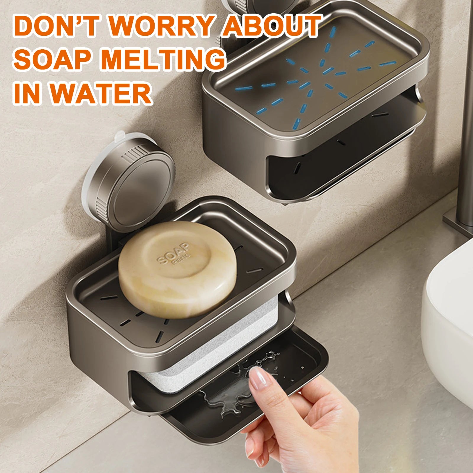 Wall Soap Dish Suction Cup for Bathroom Kitchen