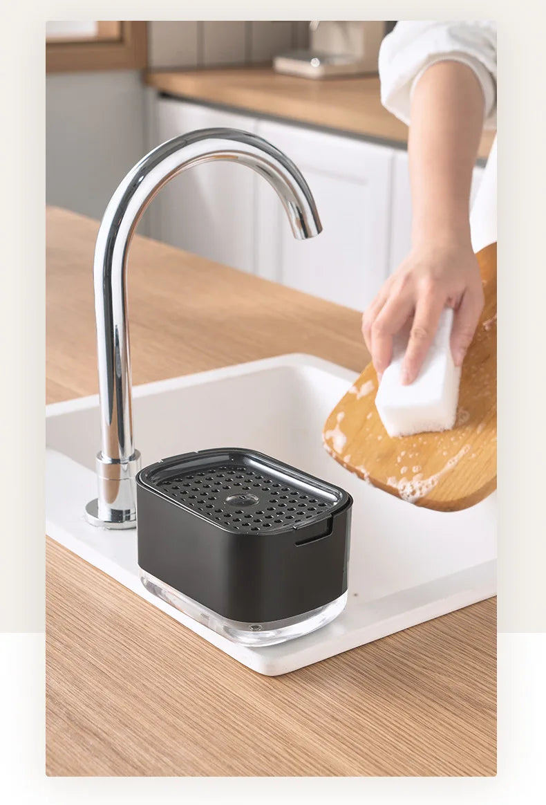 Soap Dispenser With Sponge Holder Cleaning Liquid Pump Dispenser