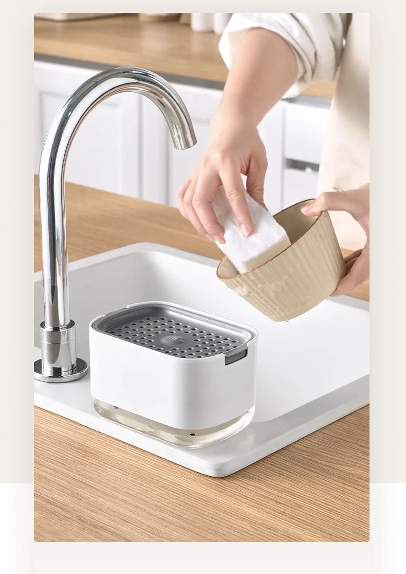 Soap Dispenser With Sponge Holder Cleaning Liquid Pump Dispenser