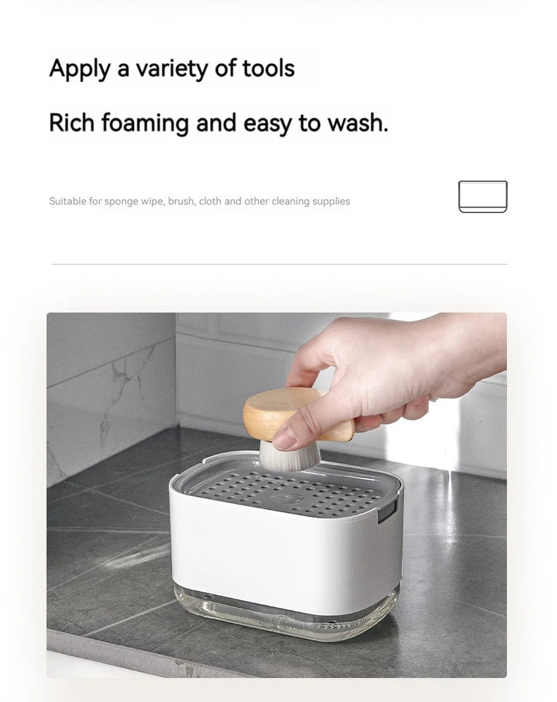 Soap Dispenser With Sponge Holder Cleaning Liquid Pump Dispenser