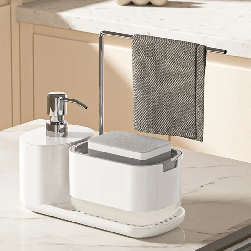 Soap Dispenser With Sponge Holder Cleaning Liquid Pump Dispenser