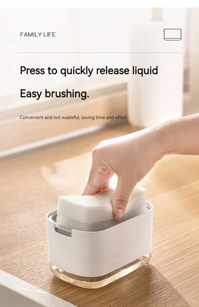 Soap Dispenser With Sponge Holder Cleaning Liquid Pump Dispenser