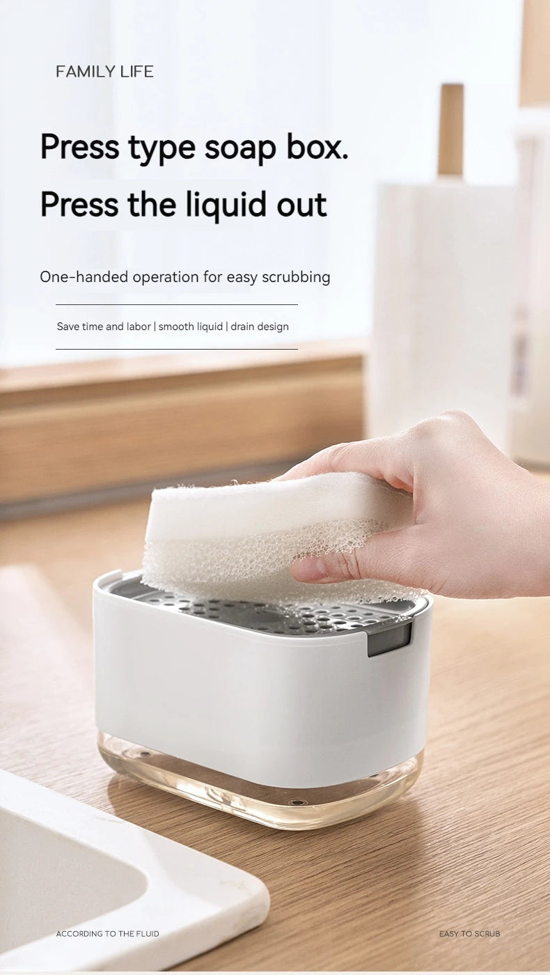 Soap Dispenser With Sponge Holder Cleaning Liquid Pump Dispenser