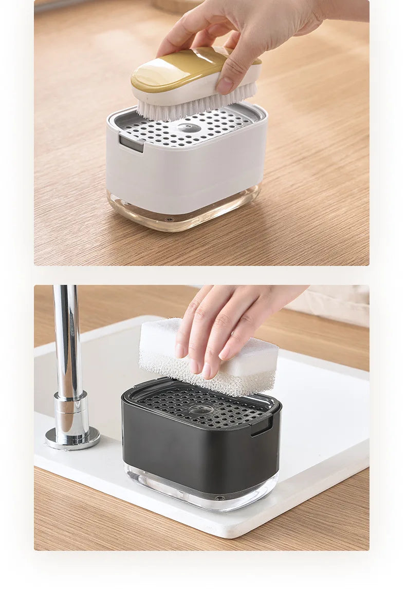 Soap Dispenser With Sponge Holder Cleaning Liquid Pump Dispenser