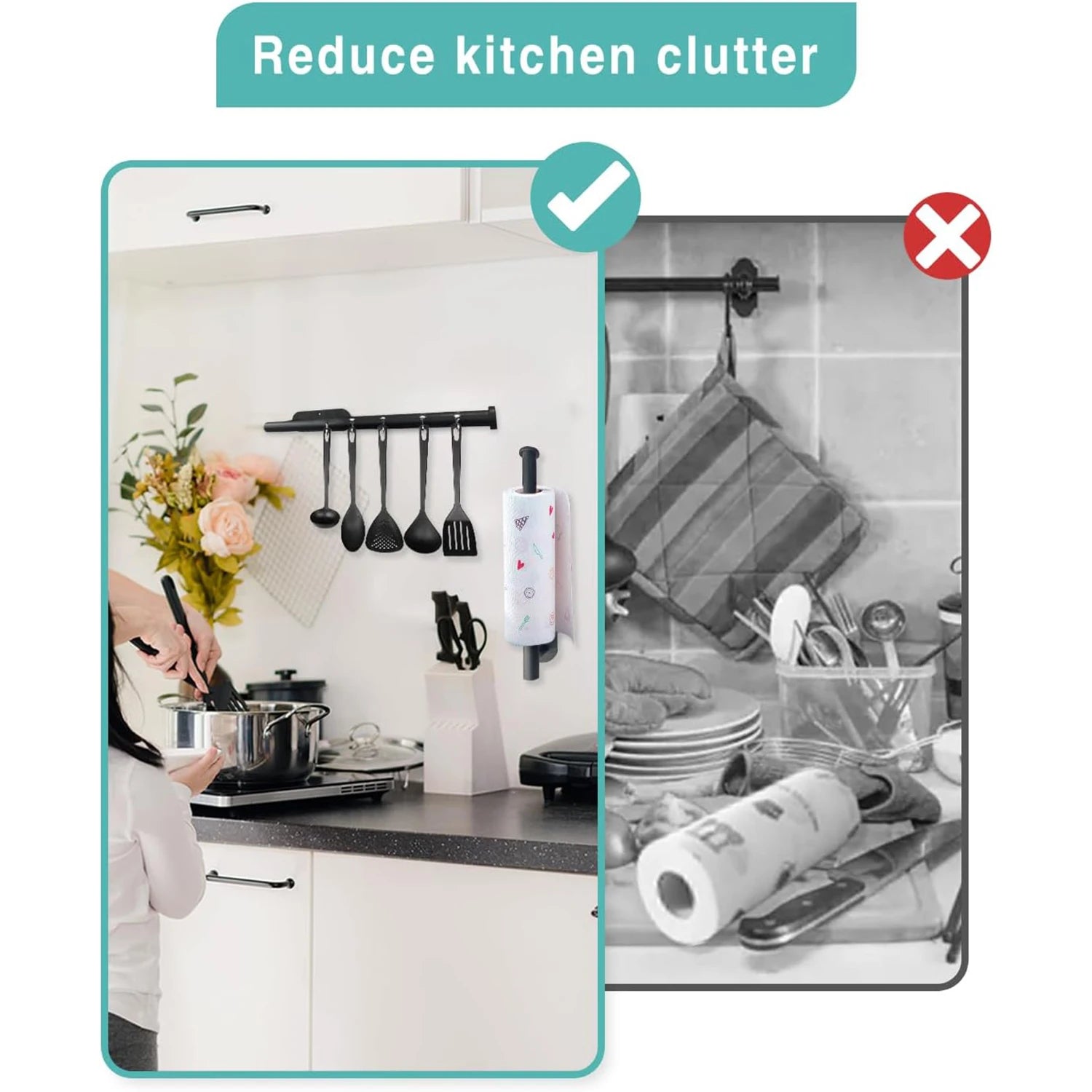 Portarrollos Adhesivo de Pared - Soporte para Papel de Cocina