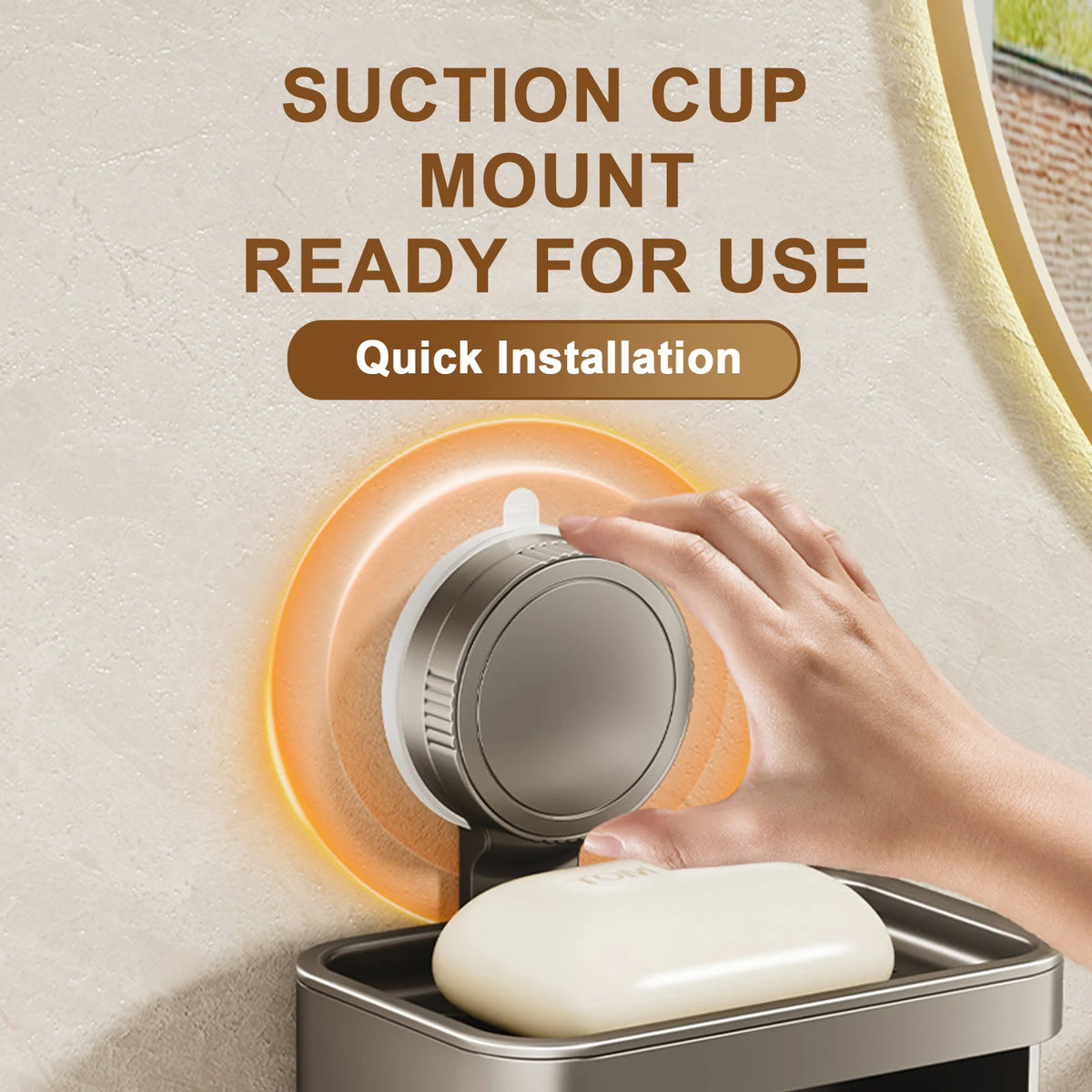 Wall Soap Dish Suction Cup for Bathroom Kitchen